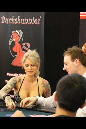 Bikini Babe Running Bucks Poker Night sexy tattooed female poker waitress at a hens knights bucks party